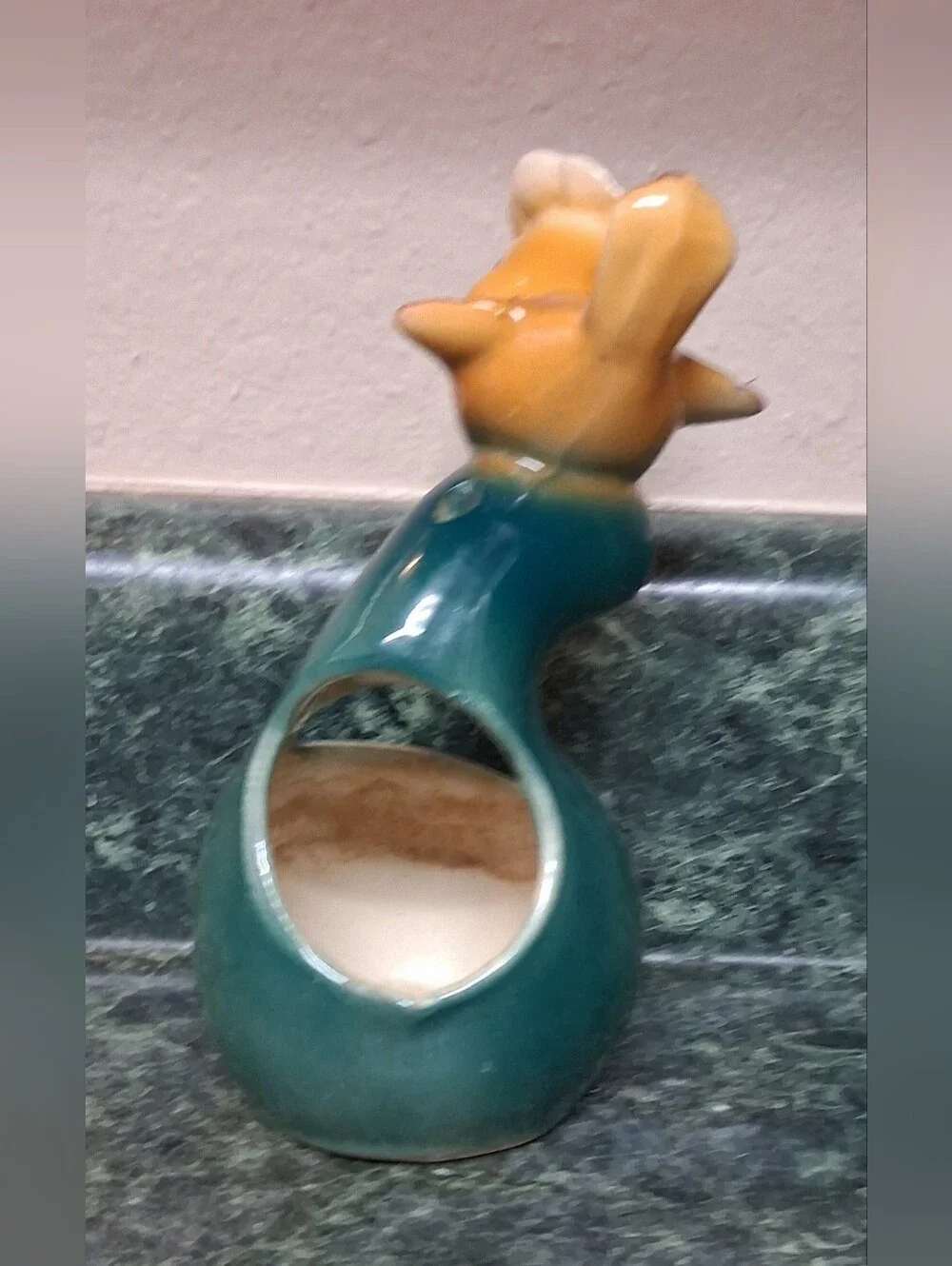 Vintage Pottery Bird Wearing Hat on a Gourd Anthropomorphic Succulent Planter